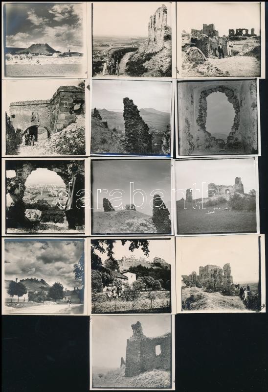 Cca 1933 Balaton-felvidék, Várrom, Sümeg, 13 Db Fotó, 6x6 Cm - Sonstige & Ohne Zuordnung