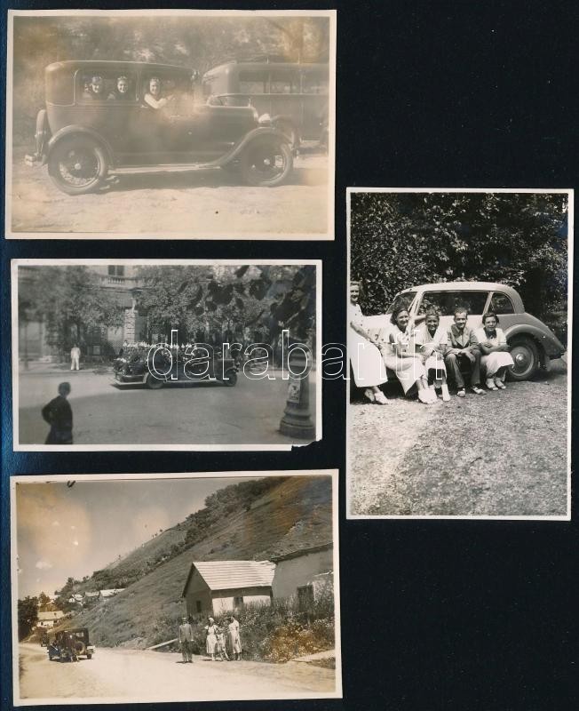 Cca 1920-1930 Automobilok, Közöttük Egy Tűzoltó Autó 4 Db Fotó 6x9 Cm Méretekben - Sonstige & Ohne Zuordnung