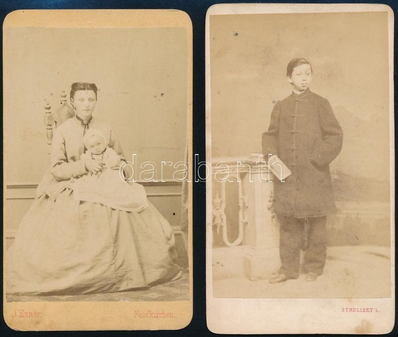 Cca 1862 Vizitkártya Méretű Fényképek, 2 Db Vintage Fotó, 10x6 Cm - Sonstige & Ohne Zuordnung