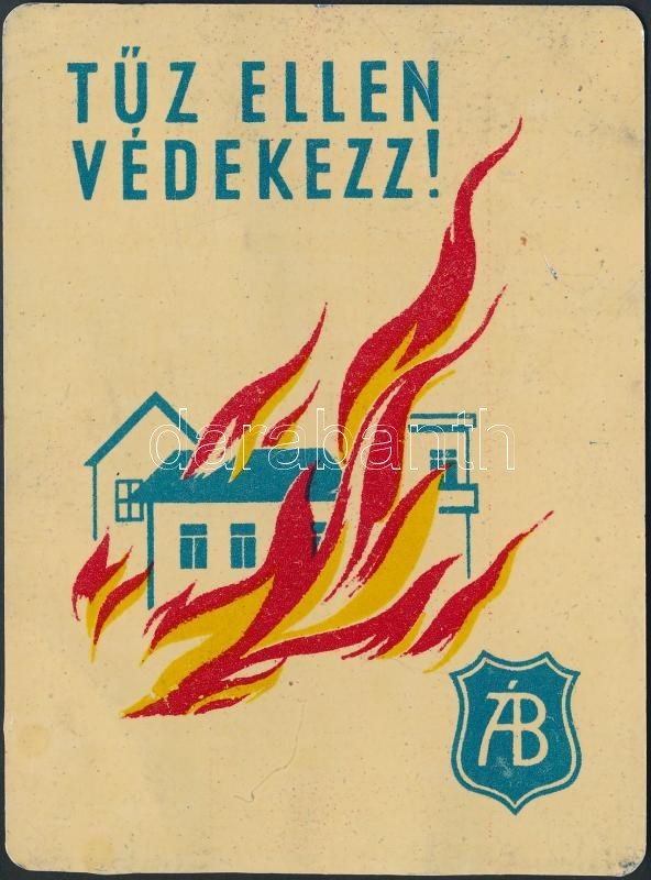 1955 Tűz Ellen Védekezz! Állami Biztosító, Fém Reklám Kártyanaptár, Kis Kopásnyomokkal - Werbung