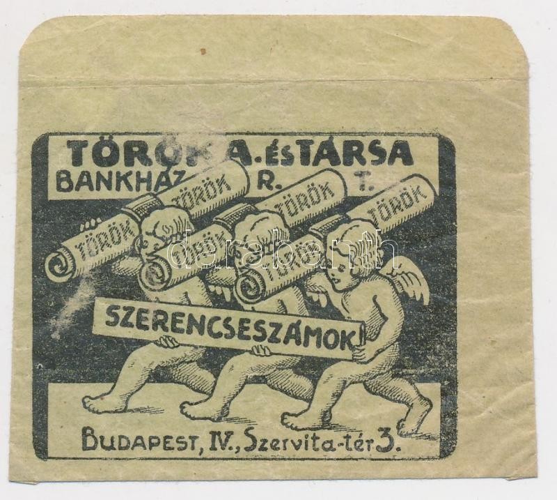 Cca 1910 Bp., V. Török és Társa Bankház. Sorsjátékhoz Szerencseszámok Tartására Szolgáló Boríték - Werbung