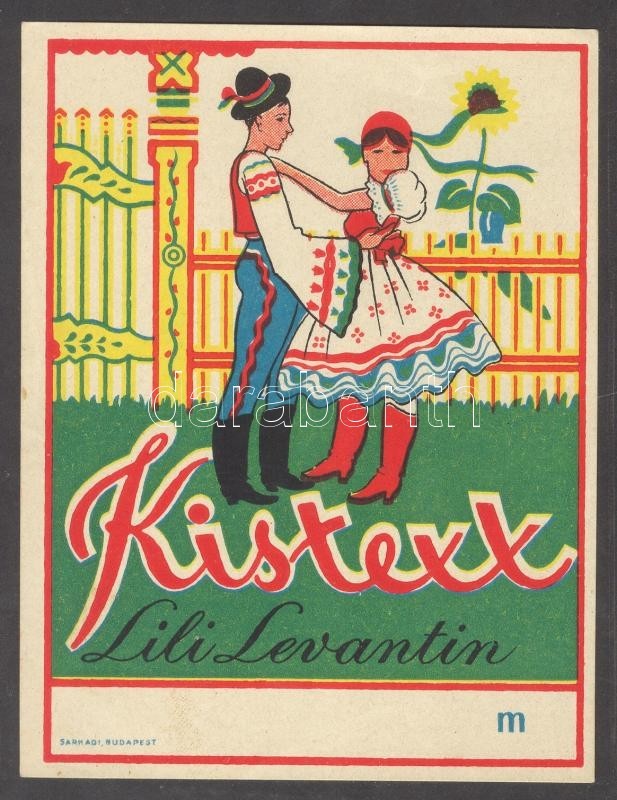Kistex Lili Levantin Reklám Címke, Sarkadi Budapest, 9x12 Cm - Werbung