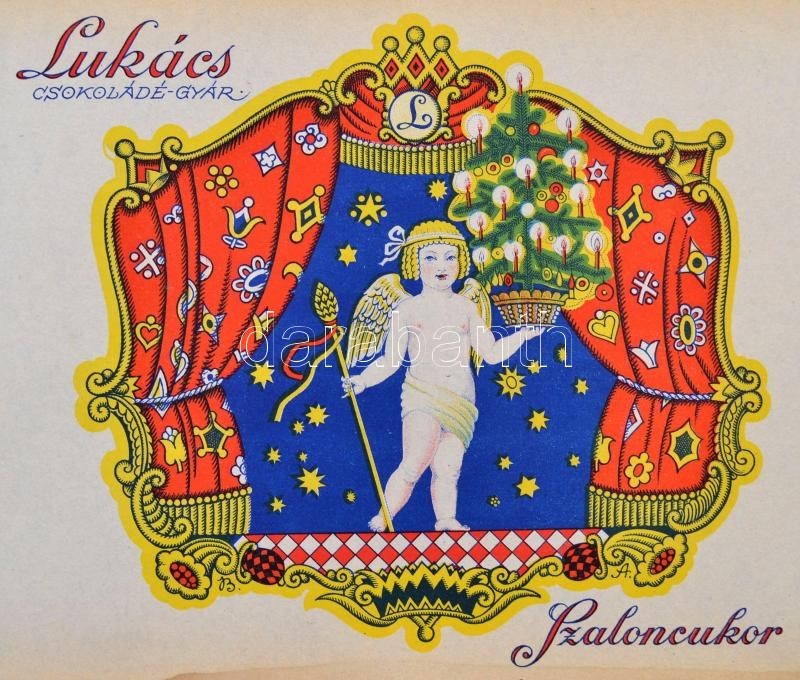 Cca 1910-1920 Lukács Csokoládégyár Szaloncukor Papír Szép állapotban, 47x19 Cm - Werbung