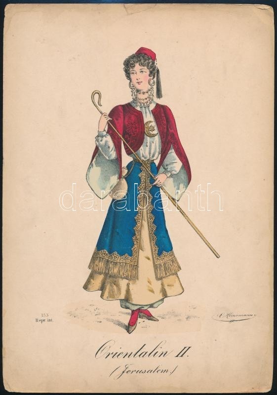 Cca 1900 C. Heinemann Jelzéssel: Jeruzsálemi Nő. Kőnyomat-papír / Oriental Woman From Jerusalem Lithography 20x28 Cm - Sonstige & Ohne Zuordnung