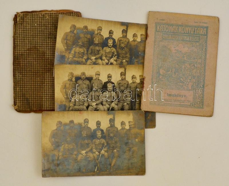 Cca 1916 I. Világháborús Katonai Tétel 3 Db Fotólap, Egy Imakönyv, Valamint Egy Kézzel írt Napló A Frontról - Sonstige & Ohne Zuordnung