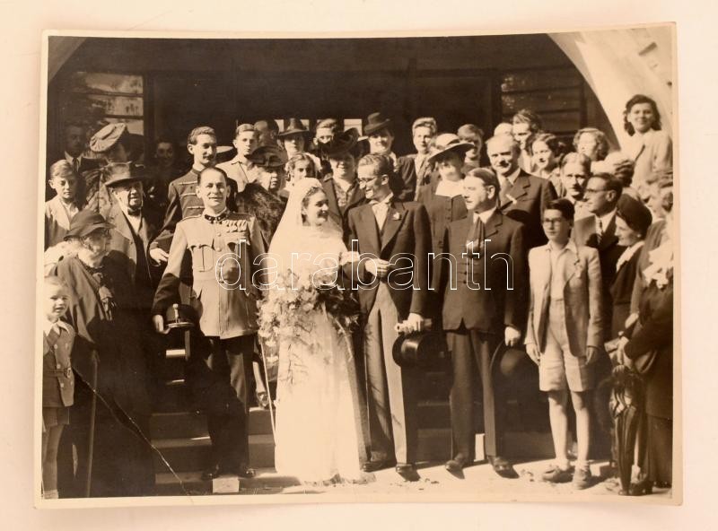 1942 Főhadnagyi Esküvő. Hátoldalon Nevesítve 24x16 Cm - Sonstige & Ohne Zuordnung
