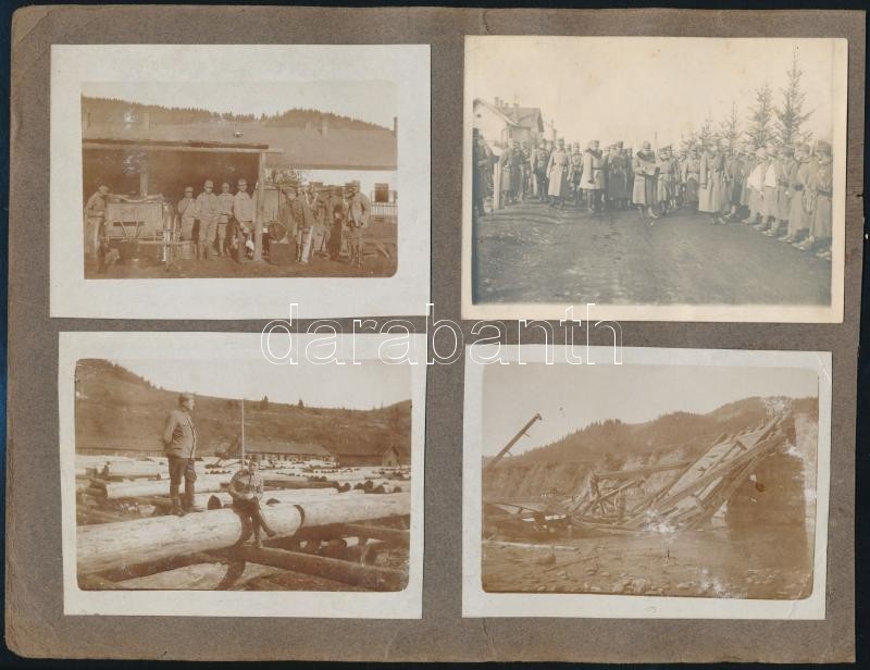 Cca 1914-1918 Katonák Az I. Világháborúban, Albumlapra Ragasztott 4 Db Fotó, 8x11 Cm - Sonstige & Ohne Zuordnung