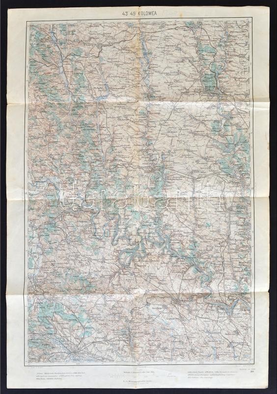 1915 Kolomea és Környéke, 1:200000, K. U. K. Militärgeographisches Institut, A Hajtások Mentén Apró Szakadásokkal, 62,5× - Sonstige & Ohne Zuordnung