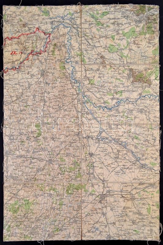 Cca 1910 Munkács és Környéke Katona Térkép Vászonra Kasírozva / Map On Canvas. 40x60 Cm - Sonstige & Ohne Zuordnung