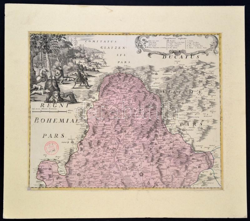 Cca 1770 Csehország, Az Olmüci Részek Térképe. Rézmetszetű Térkép, A Kartusban Medve Vadászat ábrázolásával. Paszpartuba - Sonstige & Ohne Zuordnung