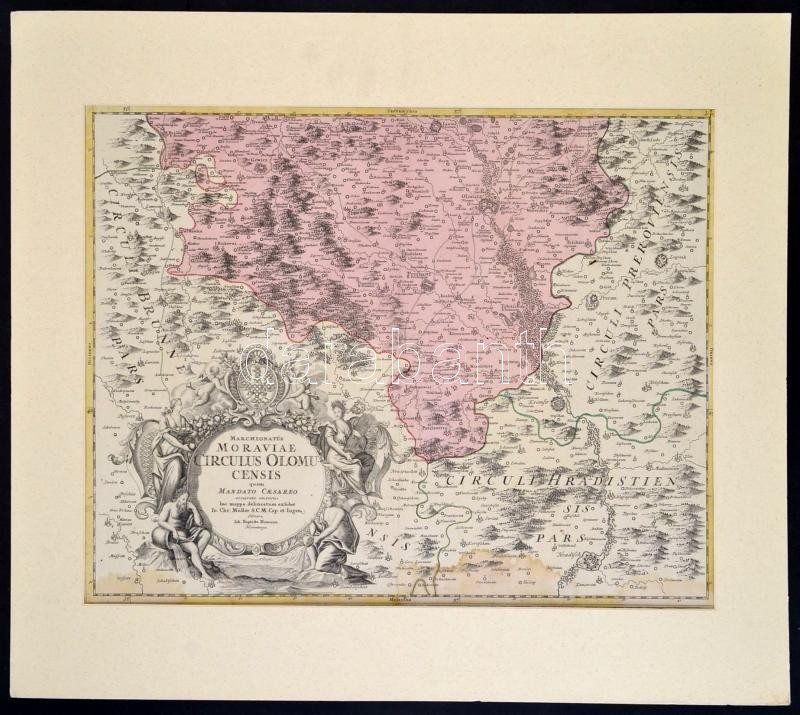 Homann, Johann Baptist (1663-1724): Csehország, Morvaország Az Olmüci Részek Térképe. Rézmetszetű Térkép.. Paszpartuban. - Sonstige & Ohne Zuordnung