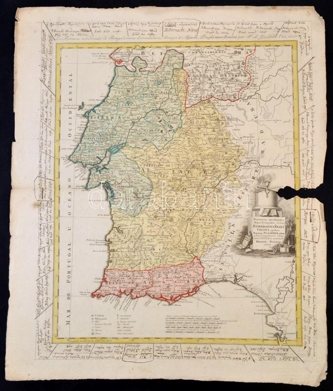 1800 Portugál Tartomány Térképe.  Les Provinces Méridionales De Portugal, Savoir - Dressée Nouvellement Par F. L. Güssef - Sonstige & Ohne Zuordnung