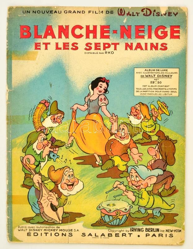 1938 Blanche-neige Et Les Sept-nains, A Hófehérke és A Hét Törpe Walt Disney-film Betétdalainak Kottái, Kicsit Sérült, T - Ohne Zuordnung