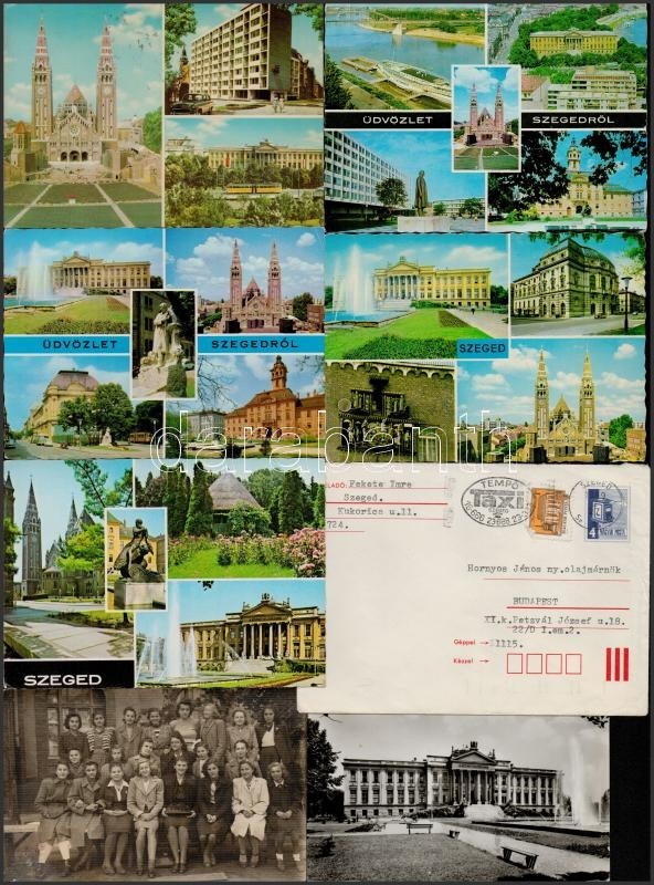 Cca 1938-1970 Szegedi Vonatkozású Papírrégiségek, Modern Képeslapok, Számlák, Szegedi Néplap, Stb. - Ohne Zuordnung