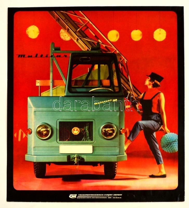 Cca 1965 VEB Fahrzeugwerk Multicar NDK Reklámplakát, Kétoldalas, 36x32 Cm - Sonstige & Ohne Zuordnung