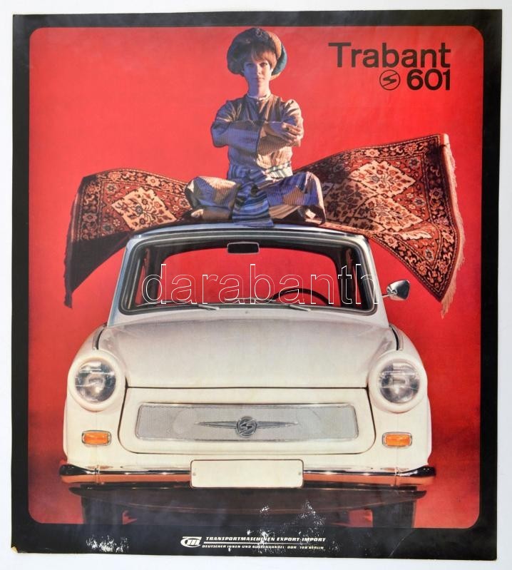 Cca 1965 Trabant 601, Kétoldalas NDK Reklámplakát, 35,5x32 Cm - Sonstige & Ohne Zuordnung