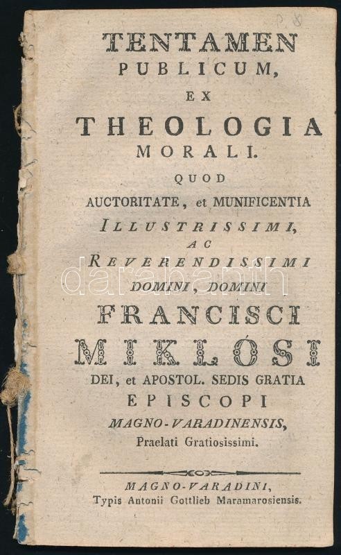 Kováts Ferenc Xaver (1743-1810): Tentamen Publicum, Ex Theologia Morali. Quod Auctoritate, Et Munificentia Illustrissimi - Ohne Zuordnung
