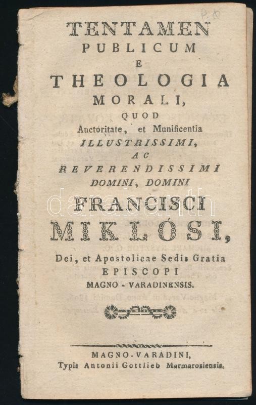 Kováts Ferenc Xaver (1743-1810): Tentamen Publicum E Theologia Morali, Quod Auctoritate, Et Munificentia Illustrissimi,  - Ohne Zuordnung