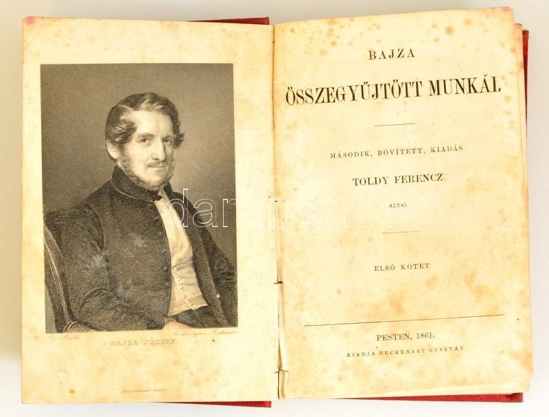 Bajza összegyűjtött Munkái. 1-2. Köt. Bp., 1861-1862, Heckenast. Egybekötve, Foltos Vászonkötésben, Foltos Lapokkal. - Ohne Zuordnung