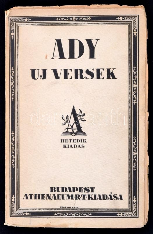 Ady Endre: Uj Versek. Bp., é.n., Athenaeum Rt. Kiadói Papírkötés. Hetedik Kiadás. Jó állapotban. A Borítót Kozma Lajos ( - Ohne Zuordnung