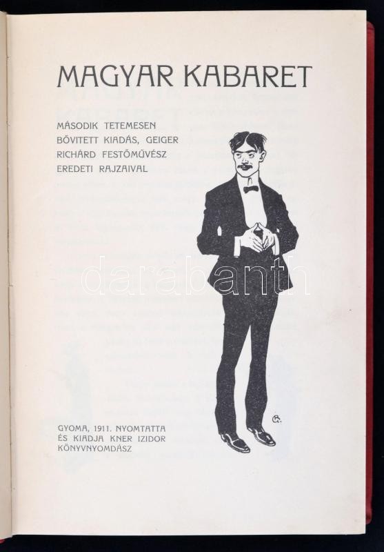 Magyar Kabaret. Második, Tetemesen Bővített Kiadás. Összeáll és Bev.: Hervay Frigyes. Geiger Richard Festőművész Eredeti - Ohne Zuordnung