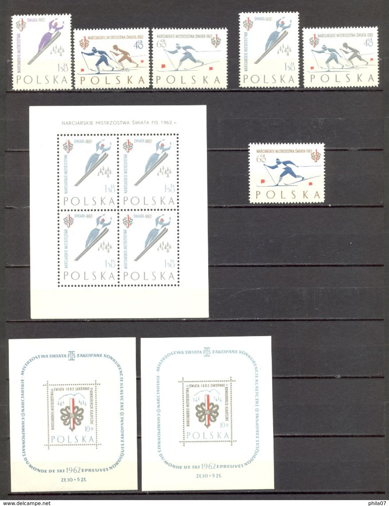 Poland - 1962, SWIATA FIS, Two Blocks, Sheet And Series, All MNH. / See Scans, 5 Scans - Unused Stamps