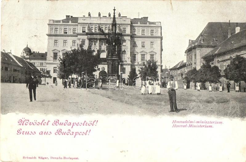 T3 1899 Budapest I. Szent György Tér, M. Kir. Honvédelmi Minisztérium. Schmidt Edgar Kiadása (kis Szakadás / Small Tear) - Ohne Zuordnung