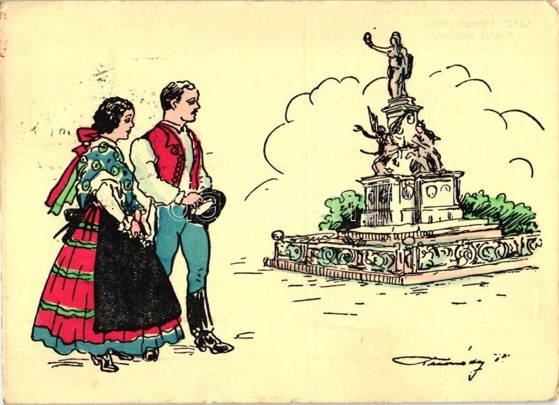 T2/T3 Arad, Vértanú Szobor, Folklór; Délvidéki Egyetemi és Főiskolai Hallgatók Egyesülete / Martyr's Statue, So. Stpl S: - Ohne Zuordnung