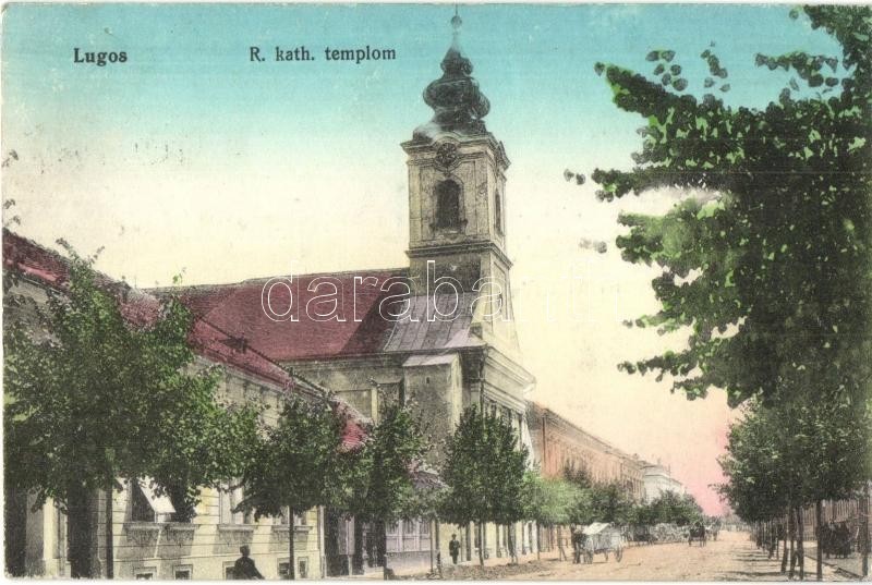 T2 Lugos, Lugoj; Római Katolikus Templom, Utca / Street View With Church - Ohne Zuordnung