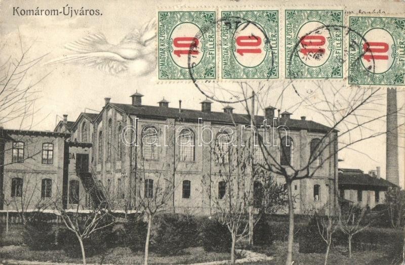 T2/T3 Komárom, Komárno; Újváros, Selyemfonoda, Galamb Montázs / Silk Spinning Mill, Factory, Dove, TCV Card (fl) - Ohne Zuordnung