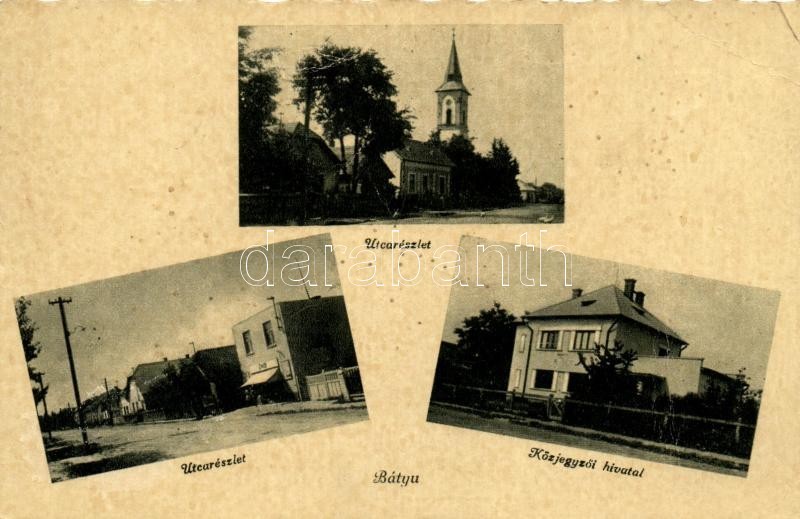 ** T3 Bátyu, Batyovo; Utca, Templom, Közjegyzői Hivatal / Street, Church, Notarial Office (EB) - Ohne Zuordnung