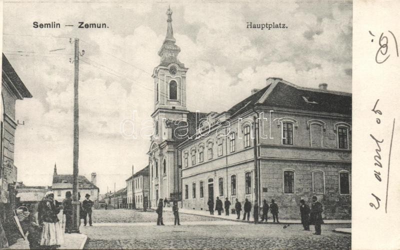 T2/T3 Zimony, Semlin; Fő Tér, Templom, A. Stepner Kiadása / Main Square, Church (EK) - Ohne Zuordnung