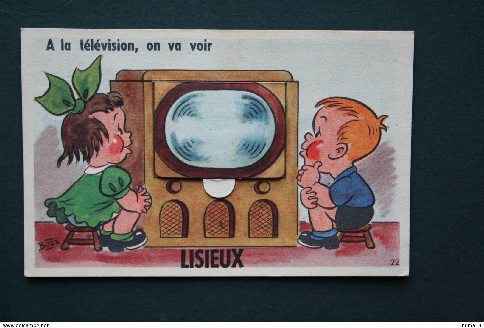 14 CALVADOS LIXIEUX CARTE A SYSTEME A LA TELEVISION ON VA VOIR ILLUSTRATION BOZZ 1954 - Lisieux