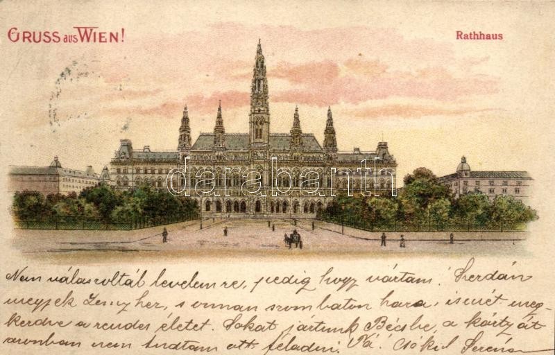 T2/T3 1899 Vienna, Wien I. Rathaus / Town Hall, Litho - Ohne Zuordnung