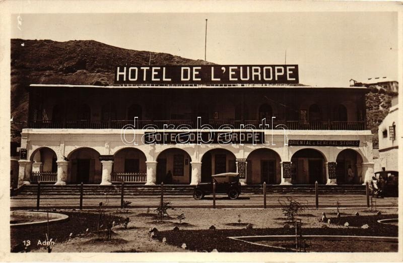 ** T1 Aden, Hotel Del'Europe, Automobile, Oriental And General Store - Ohne Zuordnung