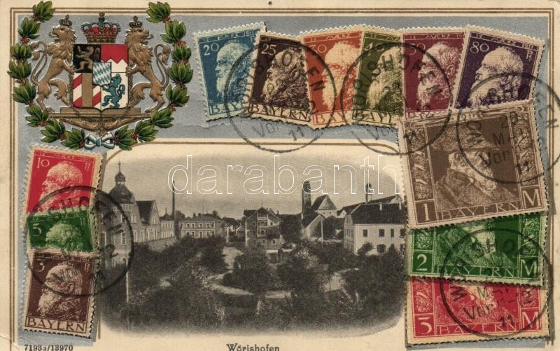 T4 Bad Wörishofen, Set Of Stamps, Coat Of Arms, H.G.Z. & Co. No. 13970. Emb. Litho (pinholes) - Ohne Zuordnung