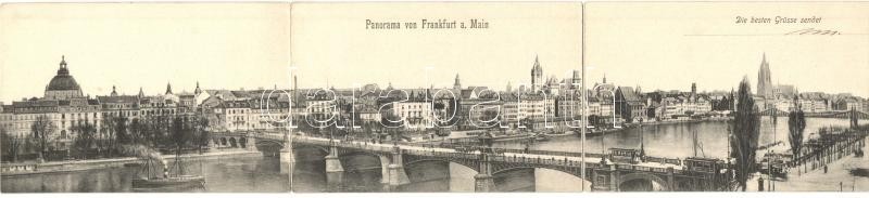 * T3 Frankfurt, Bridge, Trams. 3-tiled Panoramacard  (bent Til Broken) - Ohne Zuordnung