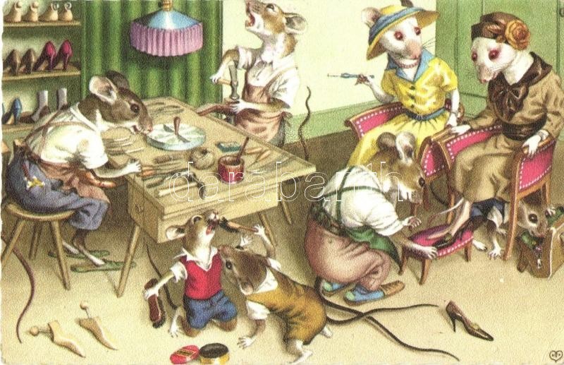 * T2/T3 Mouse Shoemaker With Mice. Alfred Mainzer 4900. - Modern Postcard (EK) - Ohne Zuordnung