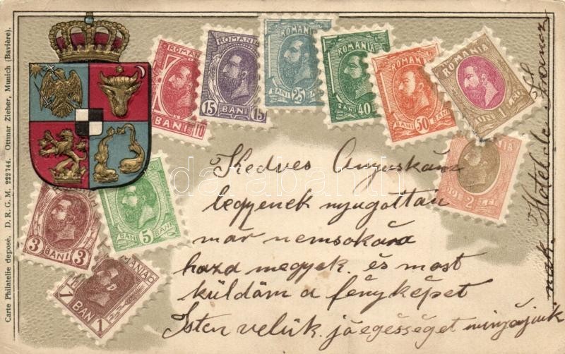 * T3 Romania; Set Of Stamps, Coat Of Arms, Ottmar Zieher's Carte Philatelique Emb. Litho (EB) - Non Classificati