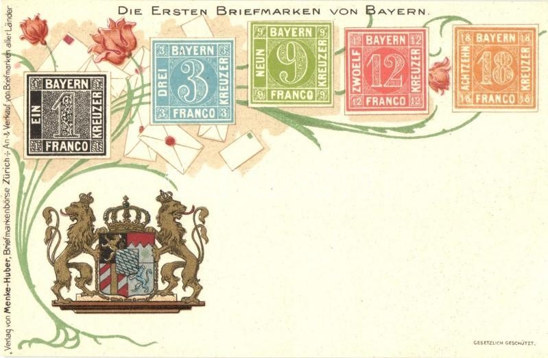 ** T1/T2 Die Ersten Briefmarken Von Bayern / The First Bavarian Stamps, Coat Of Arms. Menke-Huber Briefmarkenbörse Flora - Ohne Zuordnung