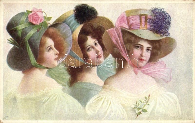 ** T2/T3 Ladies With Hats, B.K.W.I. 328-4.  (EK) - Ohne Zuordnung