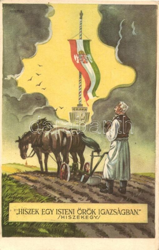 T2 Hiszekegy. Az Ereklyés Országzászló Nagybizottság Kiadása / Hungarian Irredenta Art Postcard S: Lamoss - Ohne Zuordnung