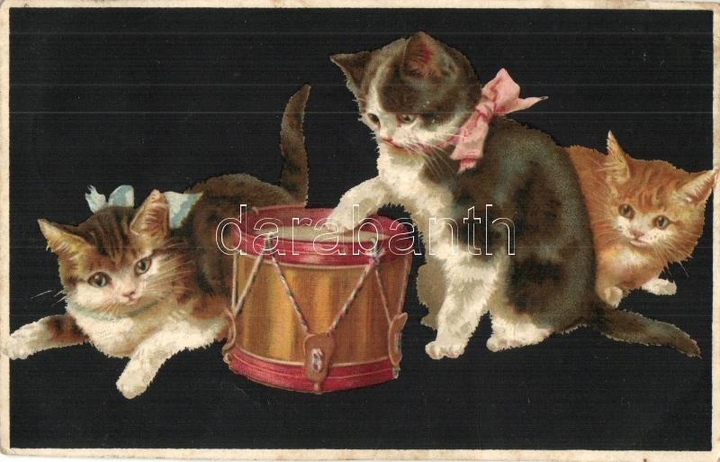 T2/T3 Cats With Drum. G.O.M. 3206. Litho (Rb) - Ohne Zuordnung