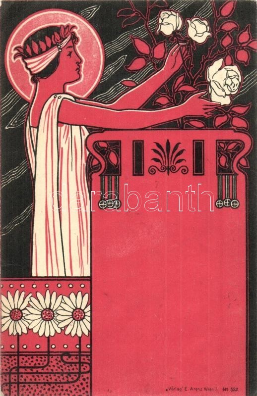 * T2/T3 Art Nouveau Art Postcard. Verlag E. Arenz Wien I. No. 522. (slightly Wet Damage) - Ohne Zuordnung