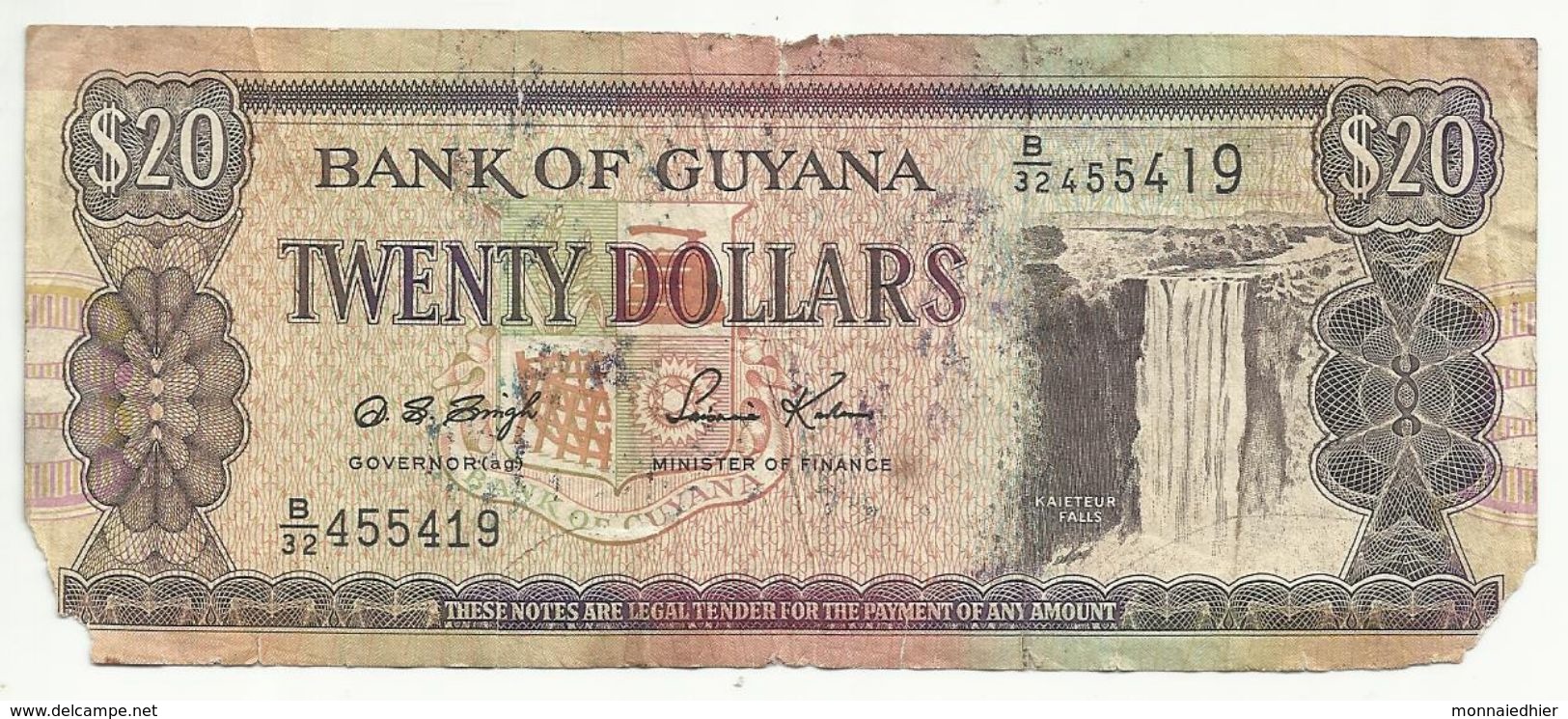 GUYANA , GUYANE , 20 $ , 20 Dollars , 1996 , N° 30 B2 - Guyana