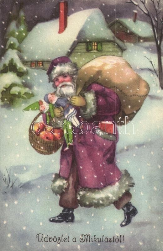 ** T2/T3 Üdvözlet A Mikulástól! / Christmas Greeting Card, Saint Nicholas. HWB. Ser. 4464. (EK) - Ohne Zuordnung