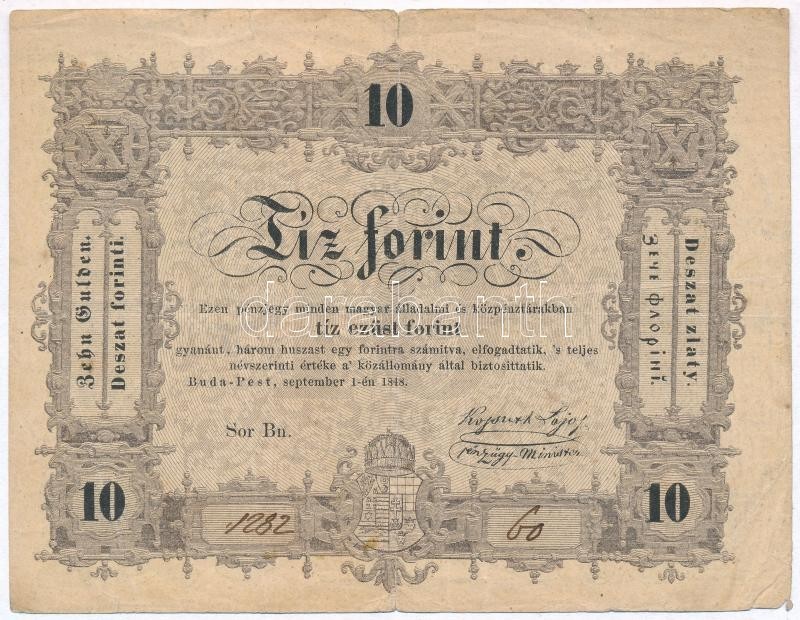 1848. 10Ft 'Kossuth Bankó' T:III- - Ohne Zuordnung