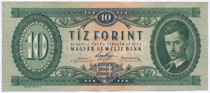 1947. 10Ft T:II-,III  
Hungary 1947. 10 Forint C:VF,F
Adamo F2 - Ohne Zuordnung