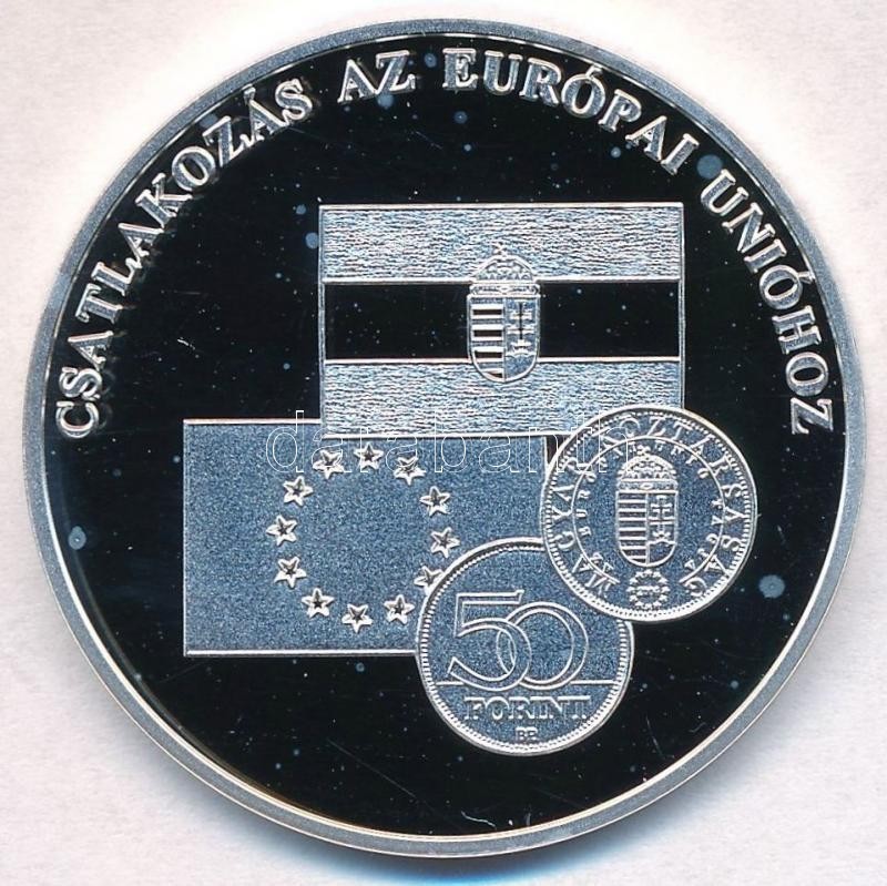 DN 'A Magyar Pénz Krónikája - Csatlakozás Az Európai Unióhoz' Ag Emlékérem Tanúsítvánnyal (20g/0.999/38,61mm) T:PP - Ohne Zuordnung