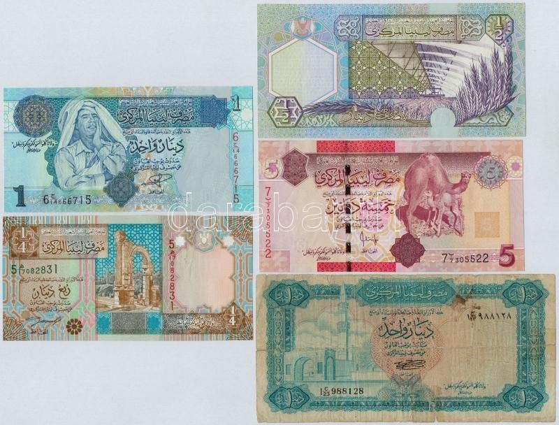 Líbia 5db Bankjegy, Mind Különféle T:II--IV Szakadás
Libya 5pcs Of Banknotes, All Different C:VF-G Tear - Ohne Zuordnung